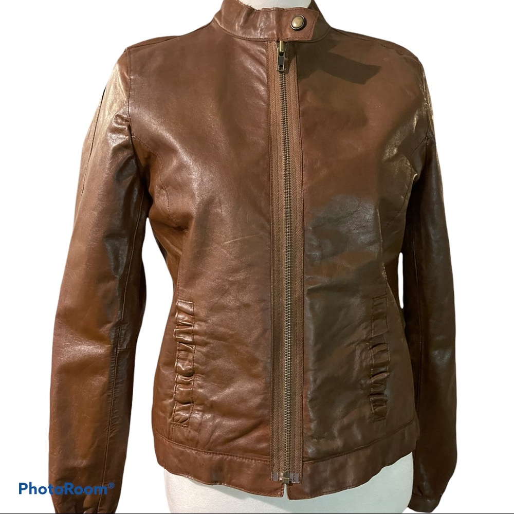 Old Navy | Vintage Brown Leather Jacket
